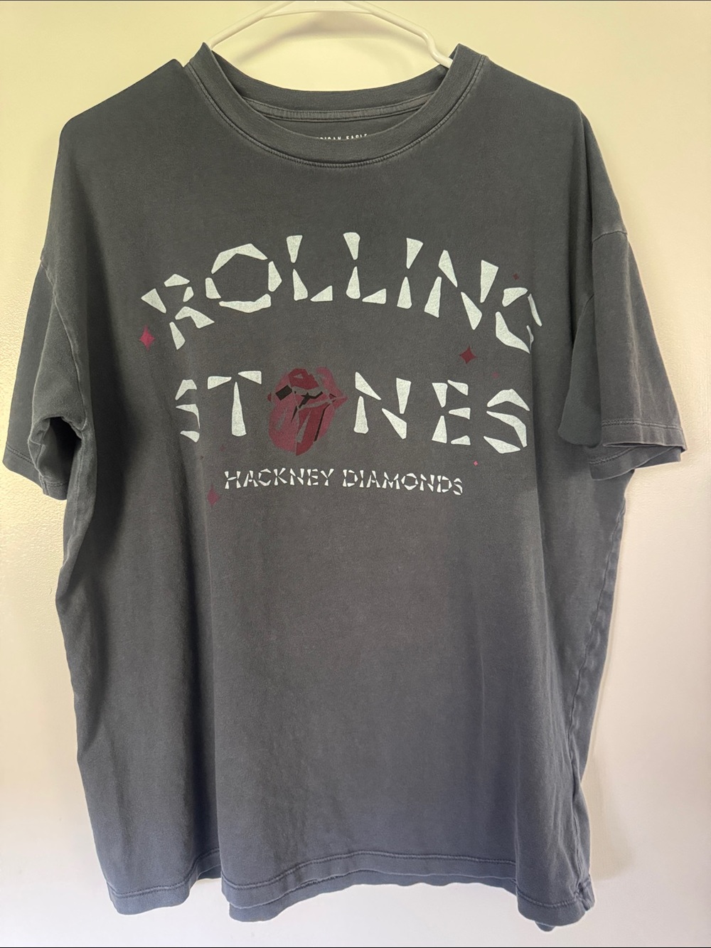 American Eagle Rolling Stones Hackney Diamonds Band Tee M Washed Gray Tracklist